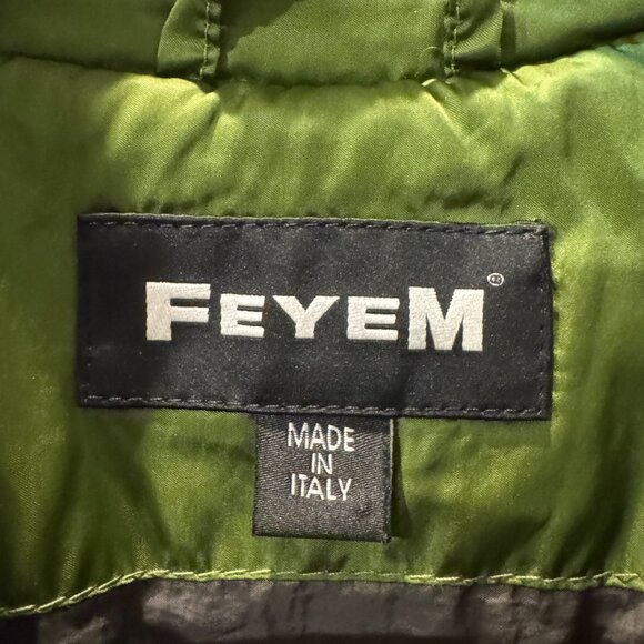 FEYEM Real Goose Down Filled Puffer Jacket Green Made in Italy Women's Size M - Picture 4 of 6